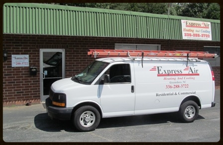 Express air heating and cooling office and company truck